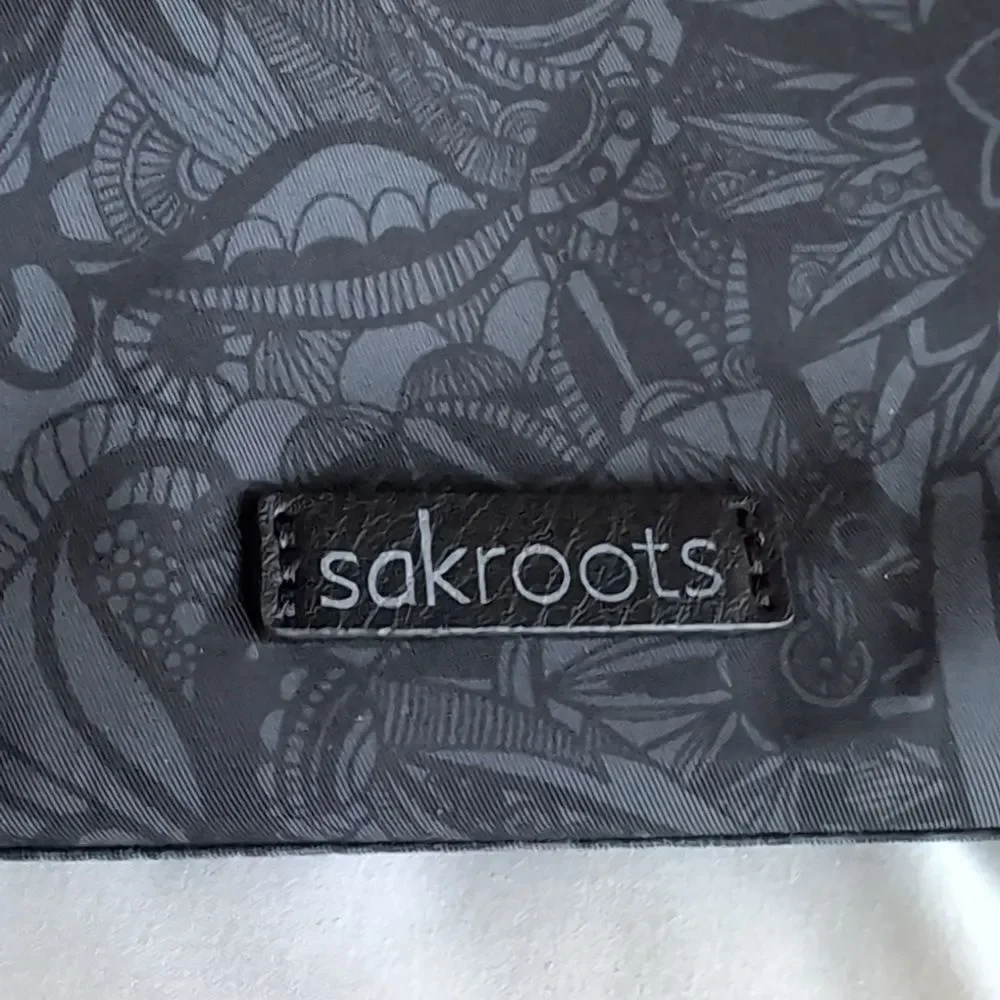Sakroots Large Travel/Laptop Tote Gray/Black Floral Pattern NWOT